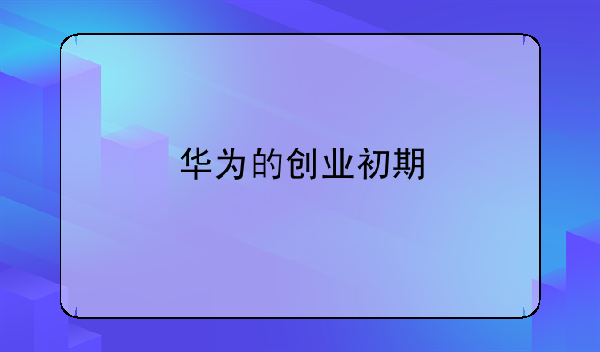 华为创业初期产品推广——华为的创业初期