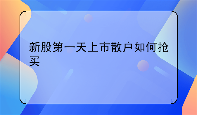 新股第一天上市散户如何抢买