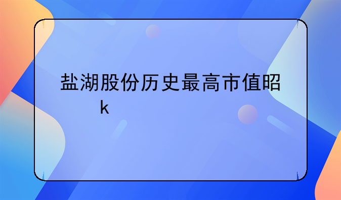 盐湖股份历史最高市值是多少