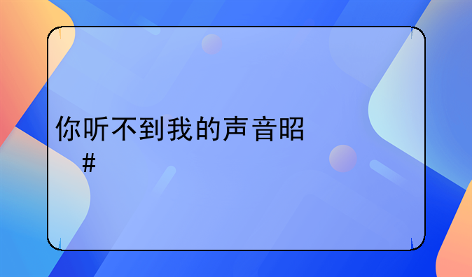 你听不到我的声音是什么歌