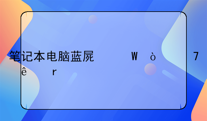 笔记本电脑蓝屏幕开不了机