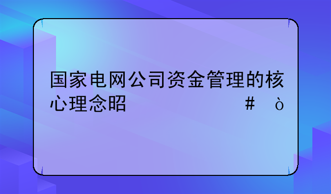 资金管理的理念.国家电网公司资金管理的核心理念是什么？