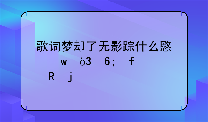 歌词梦却了无影踪什么意思，华晨宇唱的歌