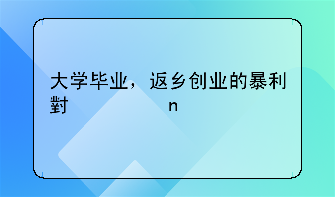 民宿创业项目 大学毕业，返乡创业的暴利小项目