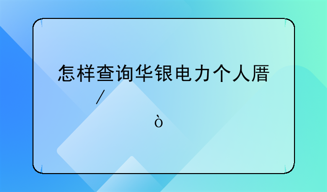 怎样查询华银电力个人原始股票？