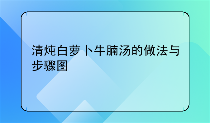 清炖白萝卜牛腩汤的做法与步骤图