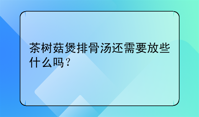 茶树菇煲排骨汤还需要放些什么吗？