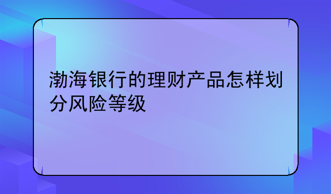 渤海银行的理财产品怎样划分风险等级