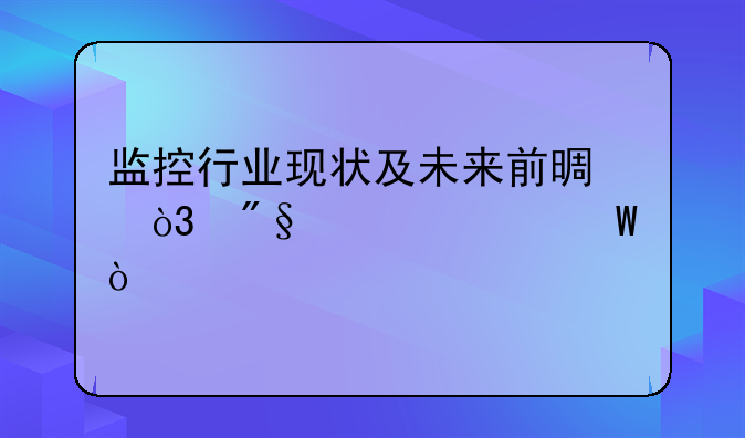 监控行业现状及未来前景，利润如何？