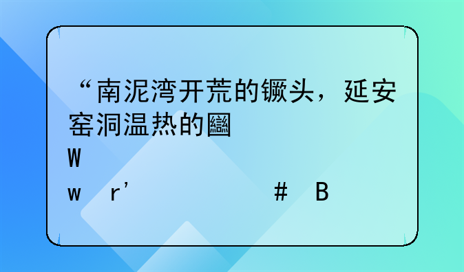 “南泥湾开荒的镢头，延安窑洞温热的土炕”有什么含义