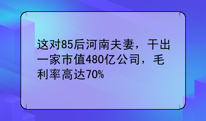 这对85后河南夫妻，干出一家市值480亿公司，毛利率高达70%