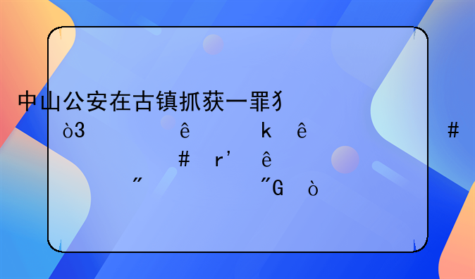 中山公安在古镇抓获一罪犯，此人做了什么为什么有人说要将其判死刑？